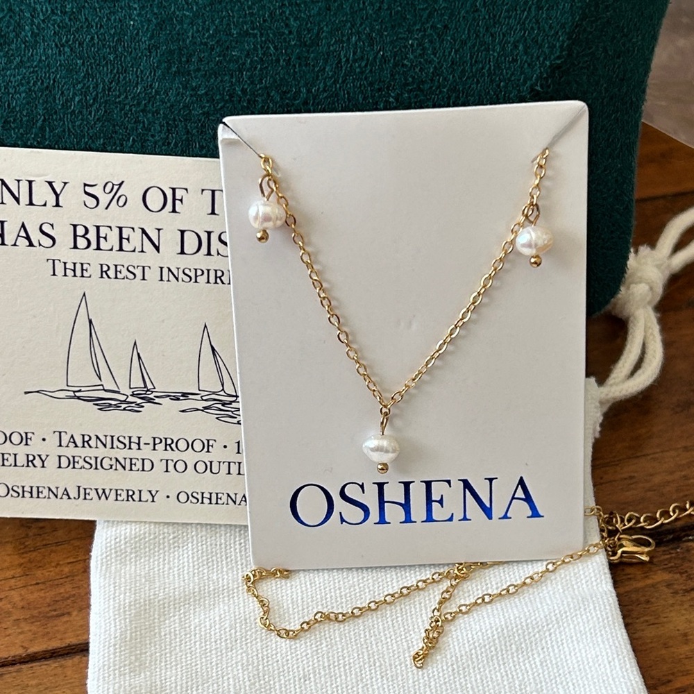 Oshena‎ designer beachwear Gold genuine Pearl Necklace NEW arrival!